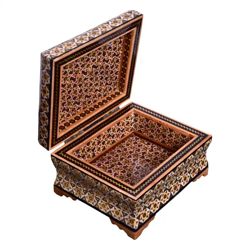 جعبه جواهرات خاتم کاری مدل بغل کاس طرح خورشید کد BK_S12