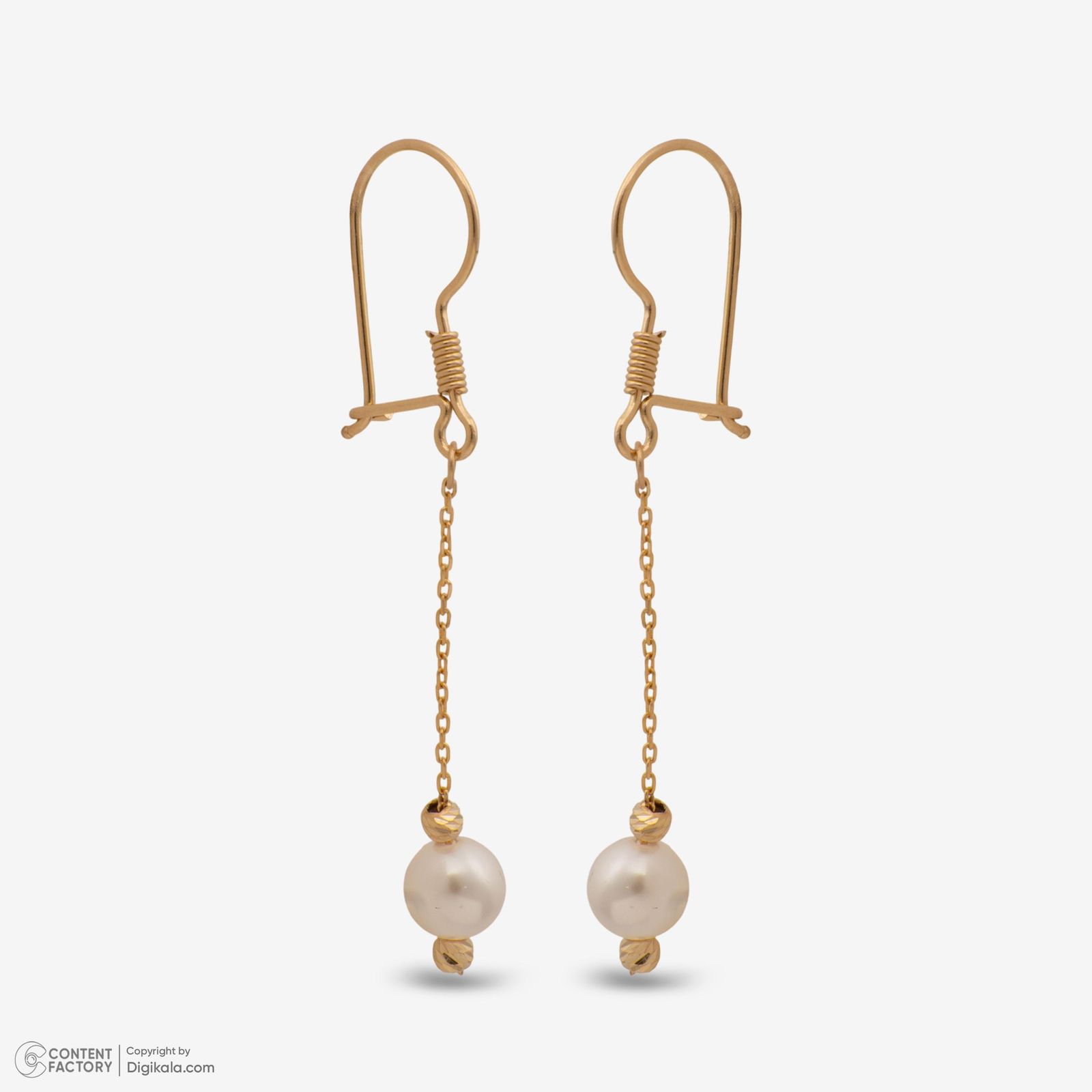 گوشواره عصایی طلا 18 عیار زنانه حافا گلد مدل مروارید کد e008 -  - 6