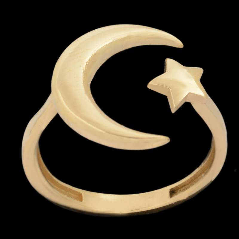 انگشتر طلا 18 عیار زنانه طلای مستجابی مدل ماه و ستاره کد 670187