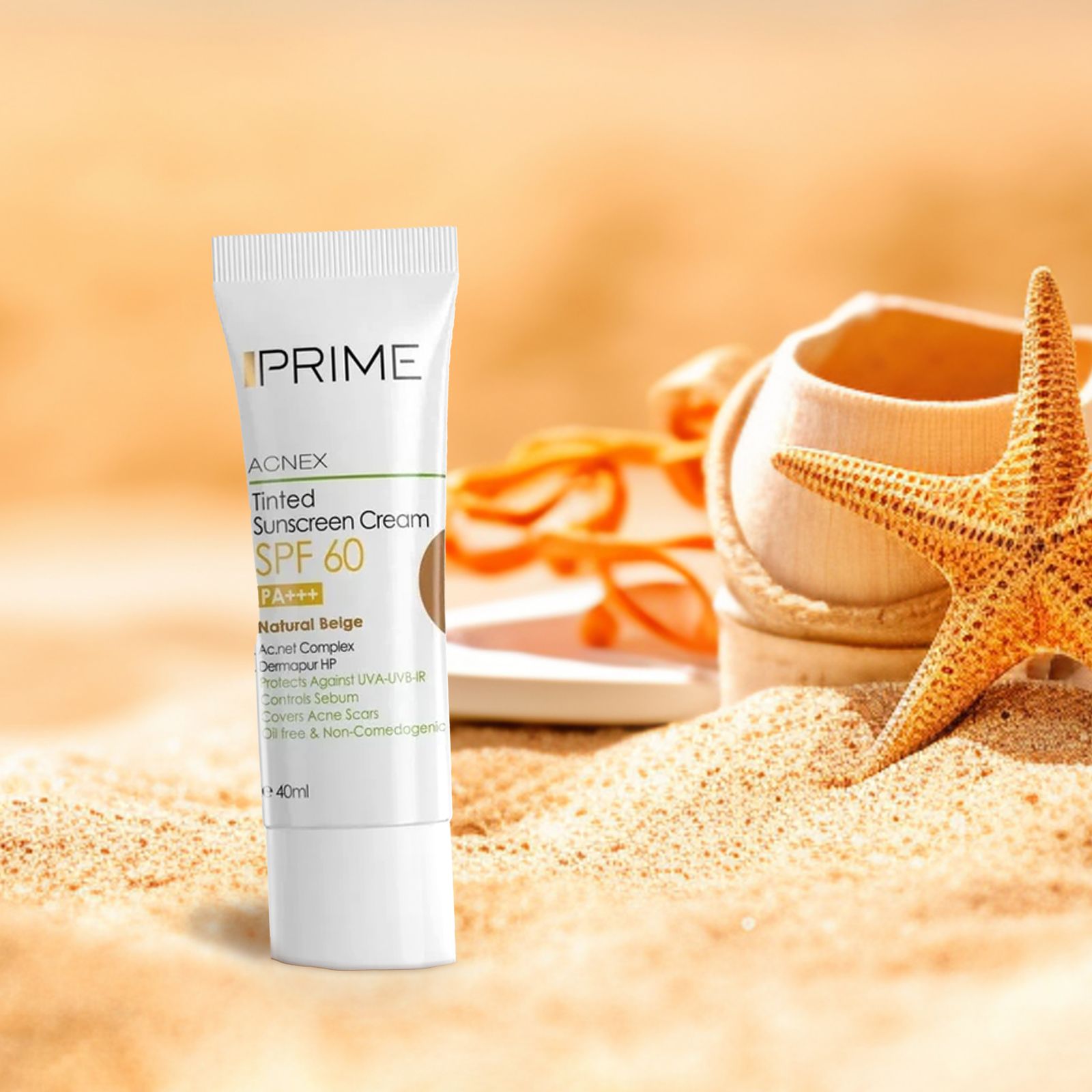 کرم ضدآفتاب رنگی پرایم، 60 SPF، مدل 02، مناسب پوست چرب و مختلط تنالیته رنگ متوسط و حجم 40 میلی‌لیتر، محافظت کننده در برابر اشعه UVA،IRو UVB، کنترل کننده ترشح سبوم، فاقد چربی و غیر کومدون‌زا، +++PA، پوشش دهنده جای جوش، با ماندگاری 3 ساعته -  - 2