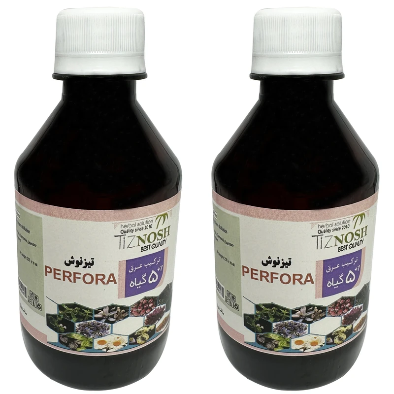 عرق 12 گیاه ضد استرس تیزنوش - 500 میلی لیتر بسته 2 عددی