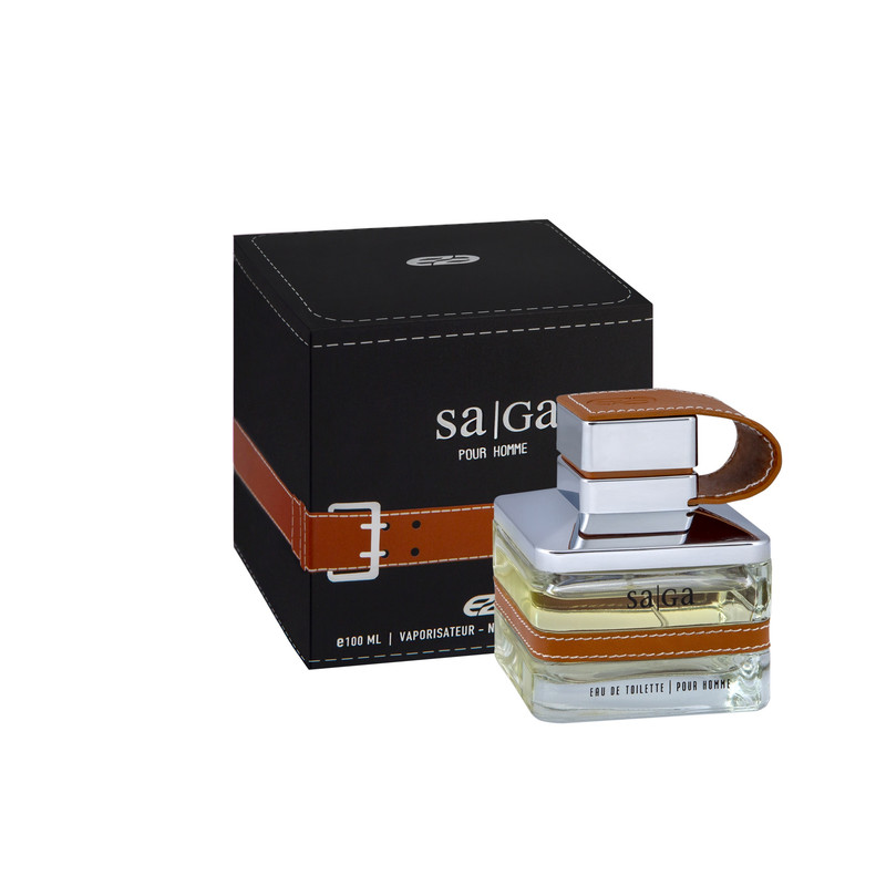 ادو پرفیوم مردانه عماد آرا مدل Saga حجم 100 میلی لیتر به همراه اسپری خوشبو کننده بدن مردانه عماد آرا مدل Saga حجم 200 میلی لیتر