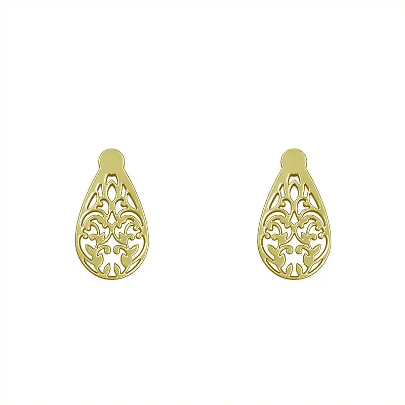 گوشواره طلا 18 عیار زنانه مدوپد مدل اسلیمی کد GA1-15318