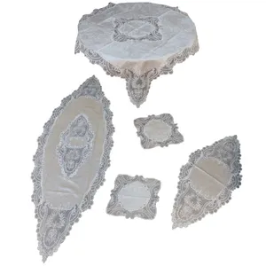 رومیزی مدل مخمل گیپور ترک  MRON مجموعه 5 عددی