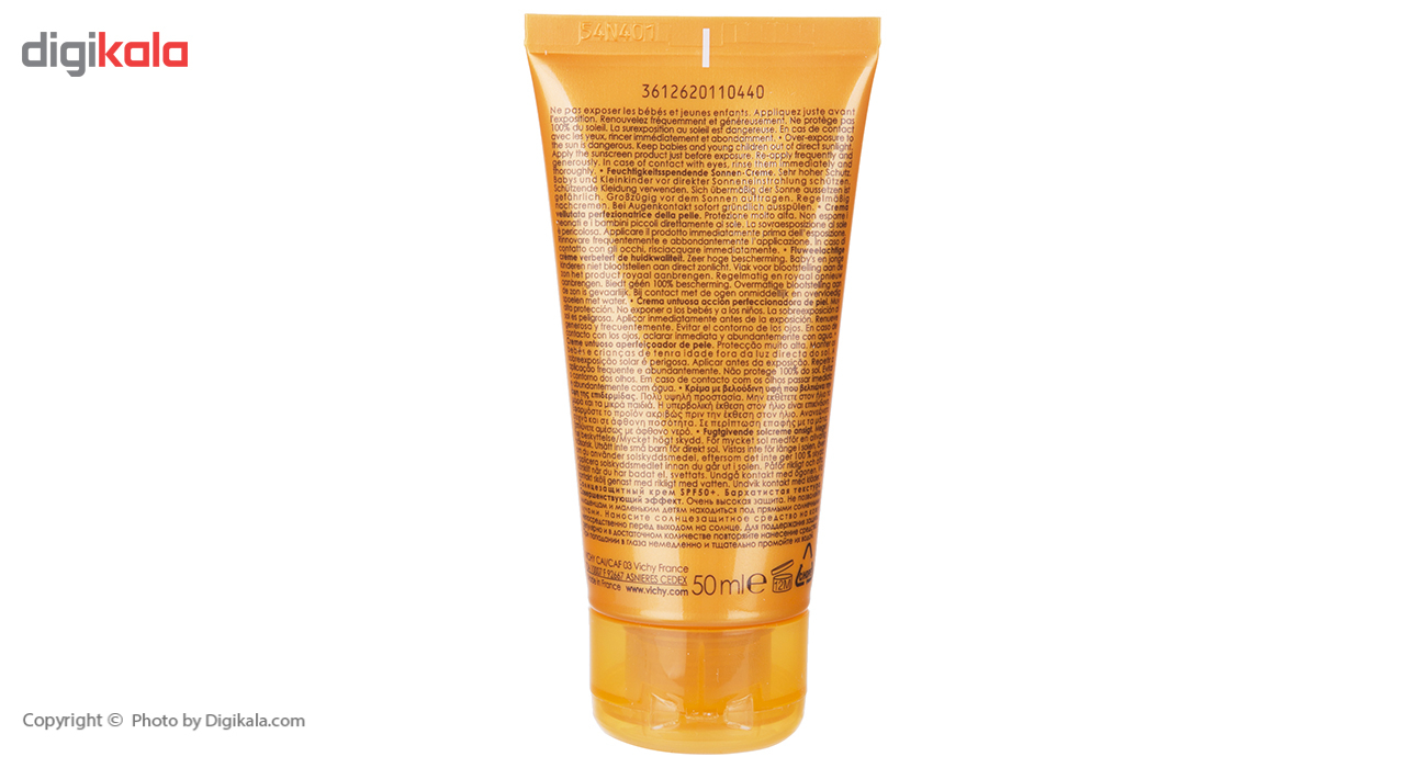 کرم ضد آفتاب بی رنگ ویشی سری Ideal Soleil مدل Velvety حجم 50 میلی لیتر