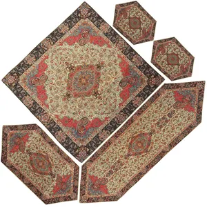 ست 5 تکه رومیزی ترمه یزد طرح سپهسالار کد 01