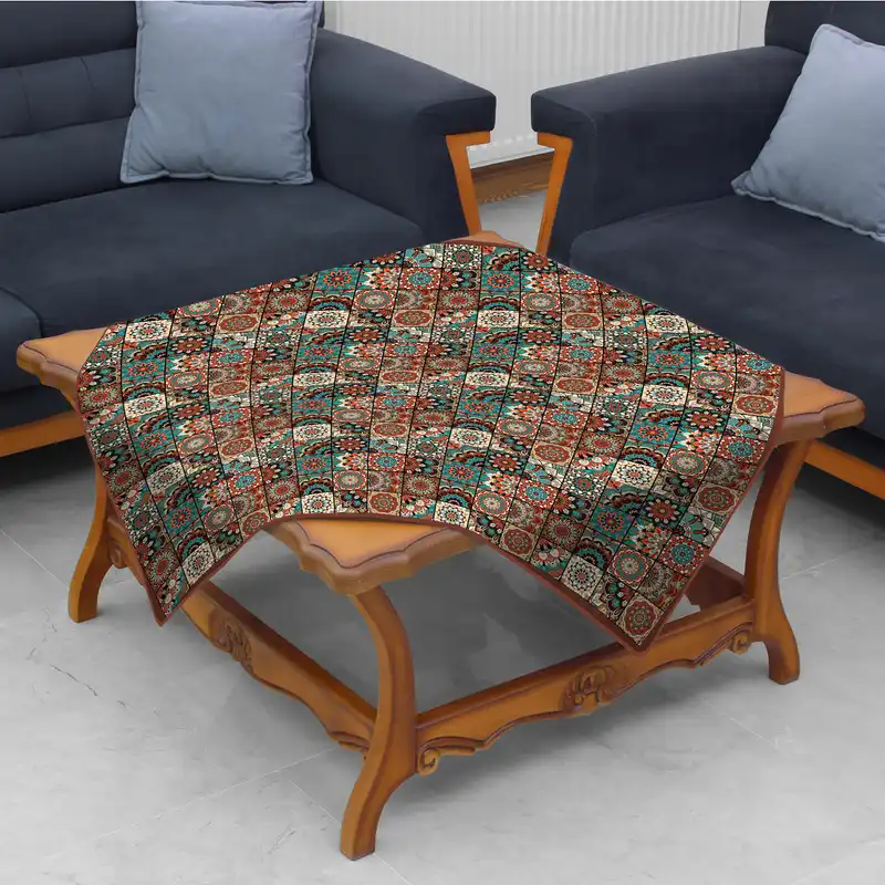 رومیزی طرح ترمه چهار خونه کد 970