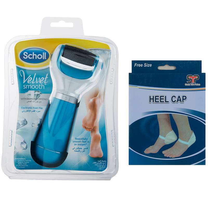 سنگ پا برقی شول مدل Velvet Smooth به همراه پاشنه پوش سما طب مدل 0013