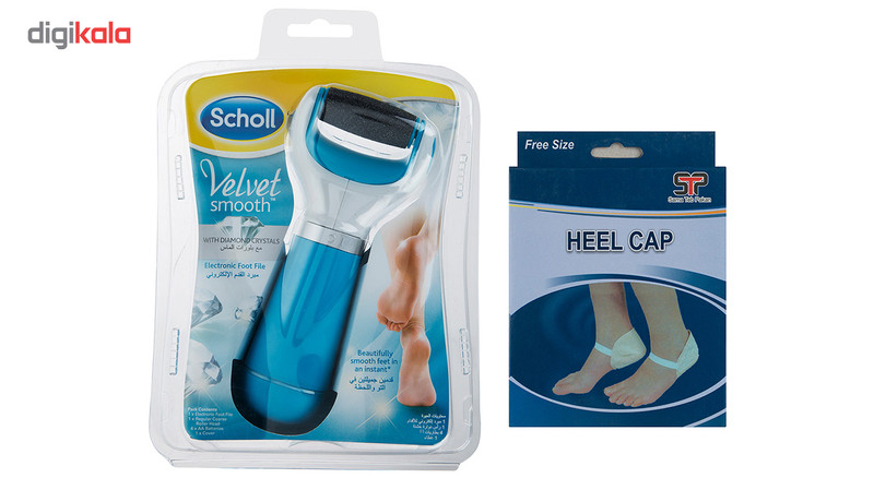 سنگ پا برقی شول مدل Velvet Smooth به همراه پاشنه پوش سما طب مدل 0013