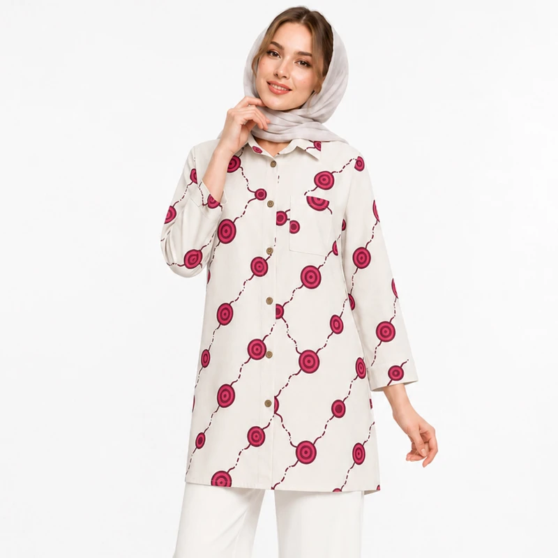 مانتو زنانه نخی مدل هندسی