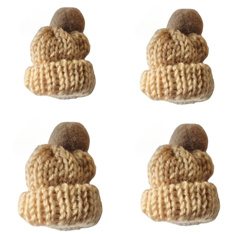 ملزومات عروسک سازی مدل کلاه تزئینی بافتنی کد km بسته 4عددی 