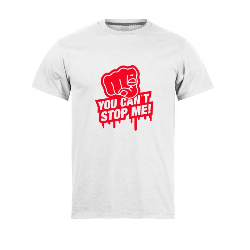 تی شرت آستین کوتاه مردانه مدل you can't stop me کد 0647 رنگ سفید