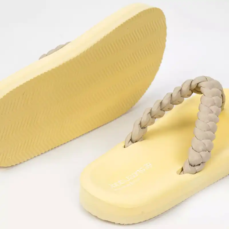 دمپایی لاانگشتی زنانه جوتی جینز مدل soft کد 03 رنگ لیمویی