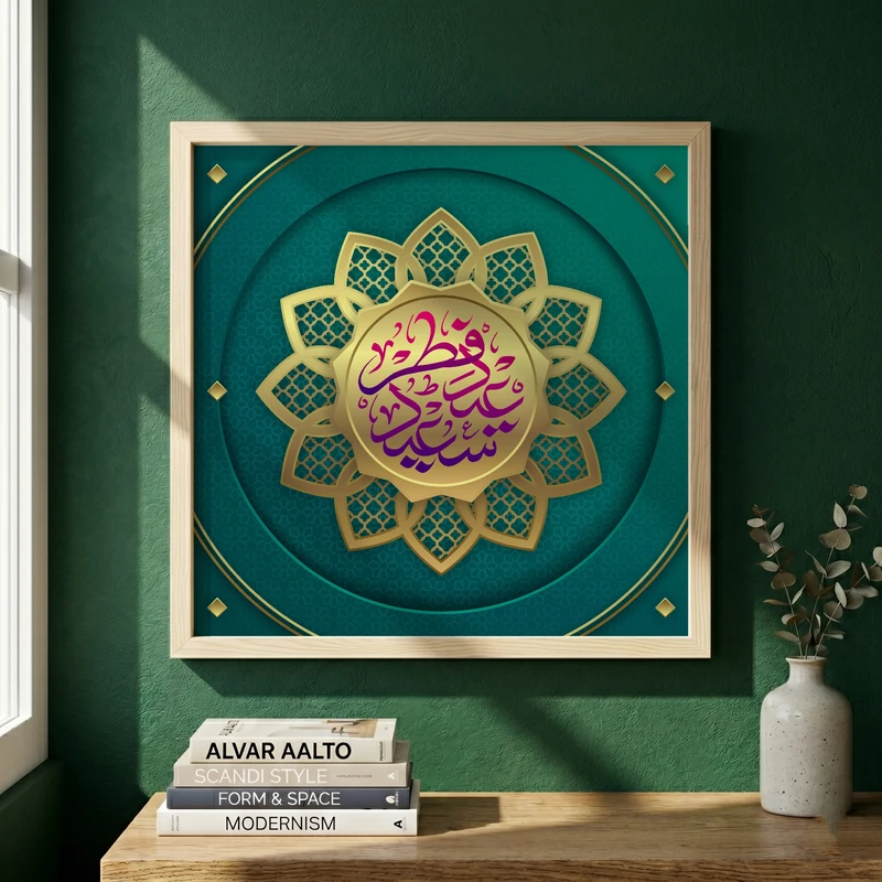 تابلو طرح عید فطر مدل G14595 فریم کرم روشن