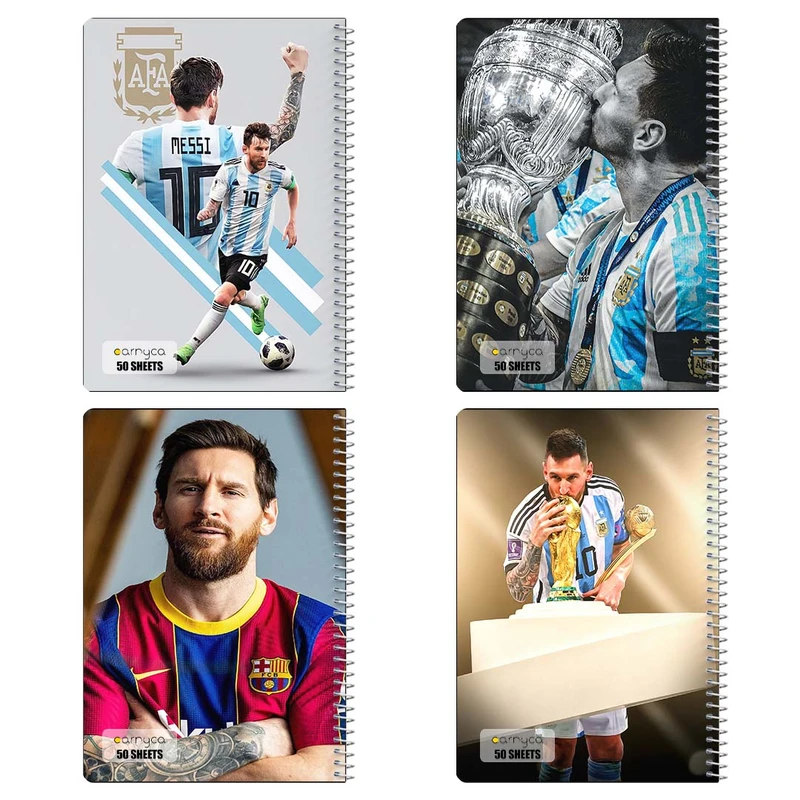 دفتر نقاشي 50 برگ کارنيکا طرح مسی Messi کد 88459 مجموعه 4 عددی