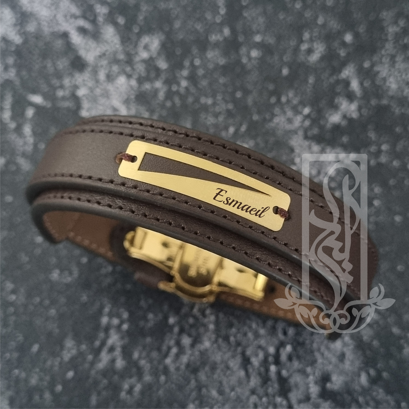 دستبند طلا 18 عیار مردانه لیردا مدل اسم اسماعیل 832