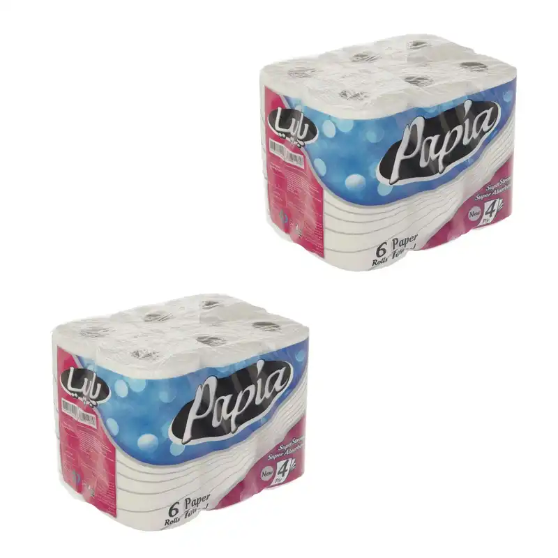 دستمال حوله ای پاپیا مدل 66 دو بسته 6 عددی