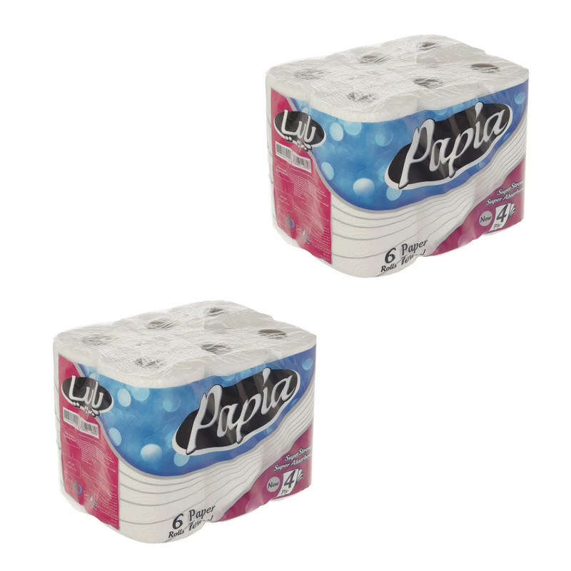 دستمال حوله ای پاپیا مدل 66 دو بسته 6 عددی