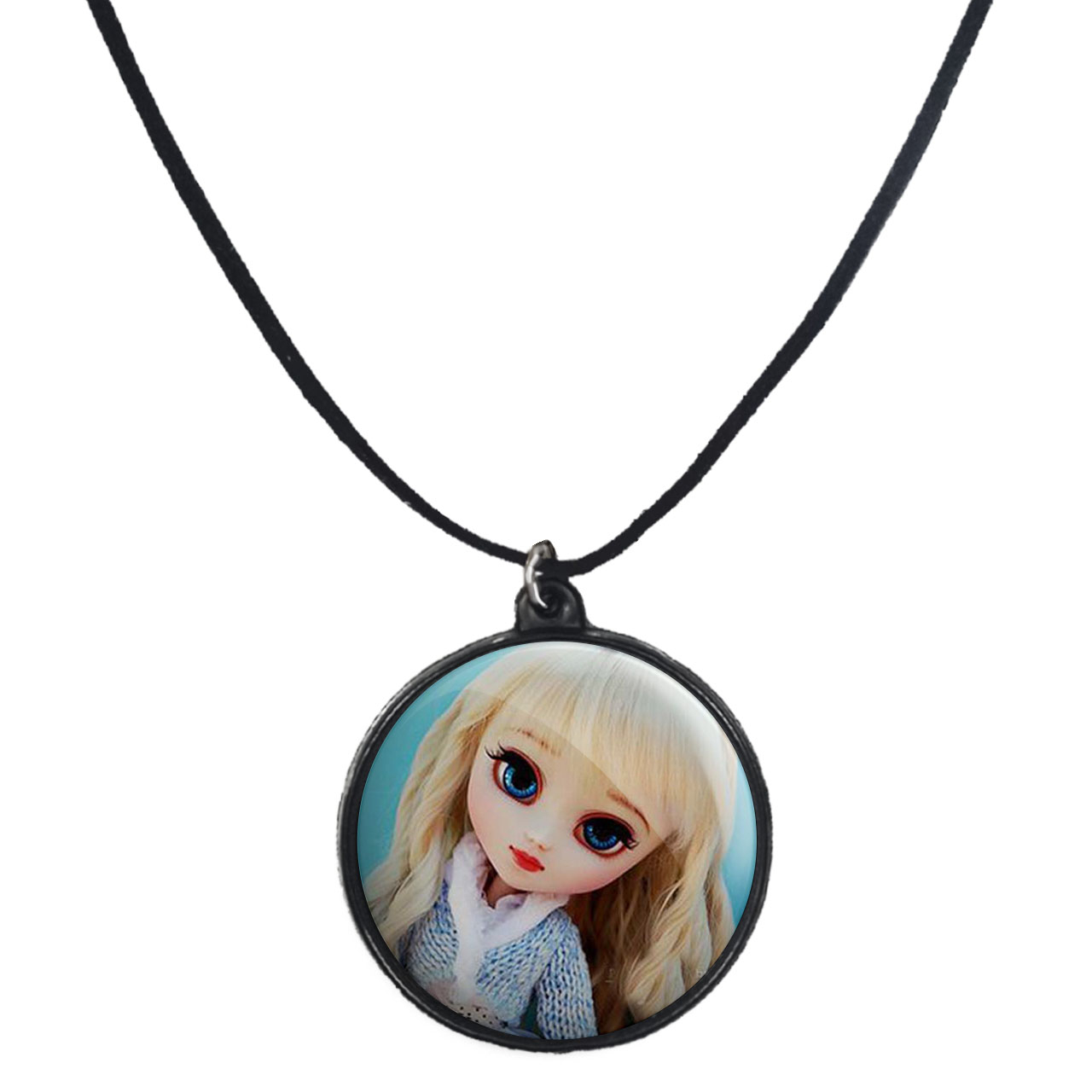 گردنبند پرمانه طرح عروسک زیبا کد pmb.2425 مدل دو طرفه