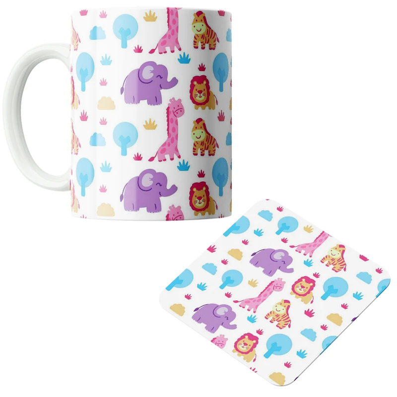 ماگ پاد آفرین مدل حیوانات کد DKC449 به همراه زیر لیوانی 