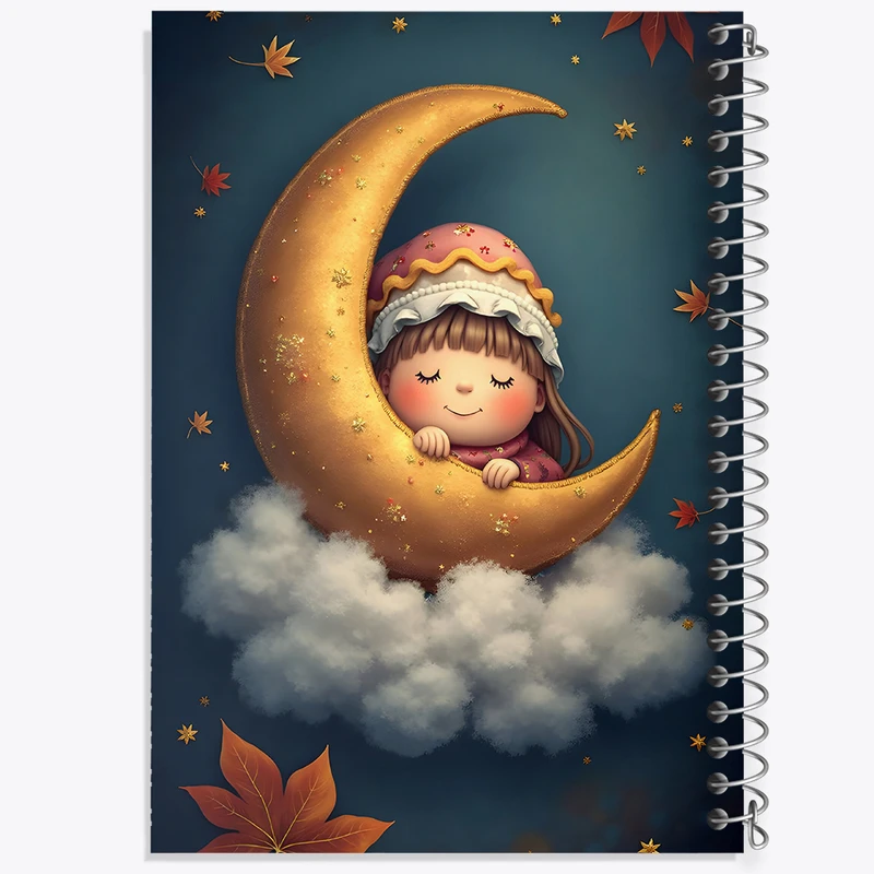 دفتر مشق 100 برگ خندالو طرح دختر و ماه کد F6118