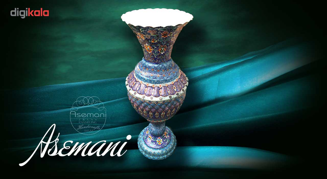 گلدان مسی میناکاری دست ساز گالری آسمانی طرح سرو چمان مدل G-5