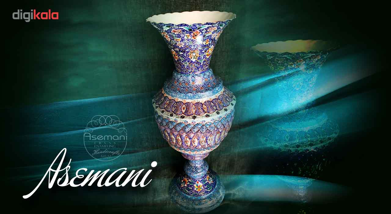 گلدان مسی میناکاری دست ساز گالری آسمانی طرح سرو چمان مدل G-5