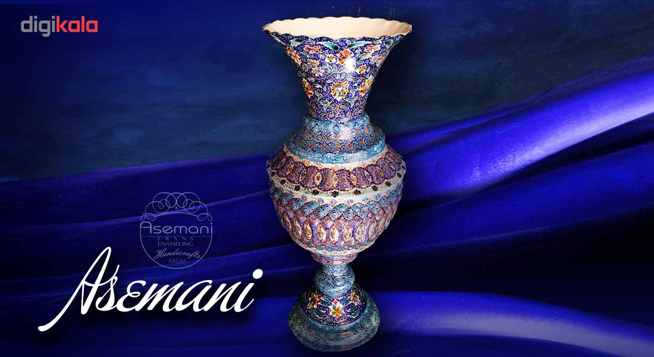 گلدان مسی میناکاری دست ساز گالری آسمانی طرح سرو چمان مدل G-5