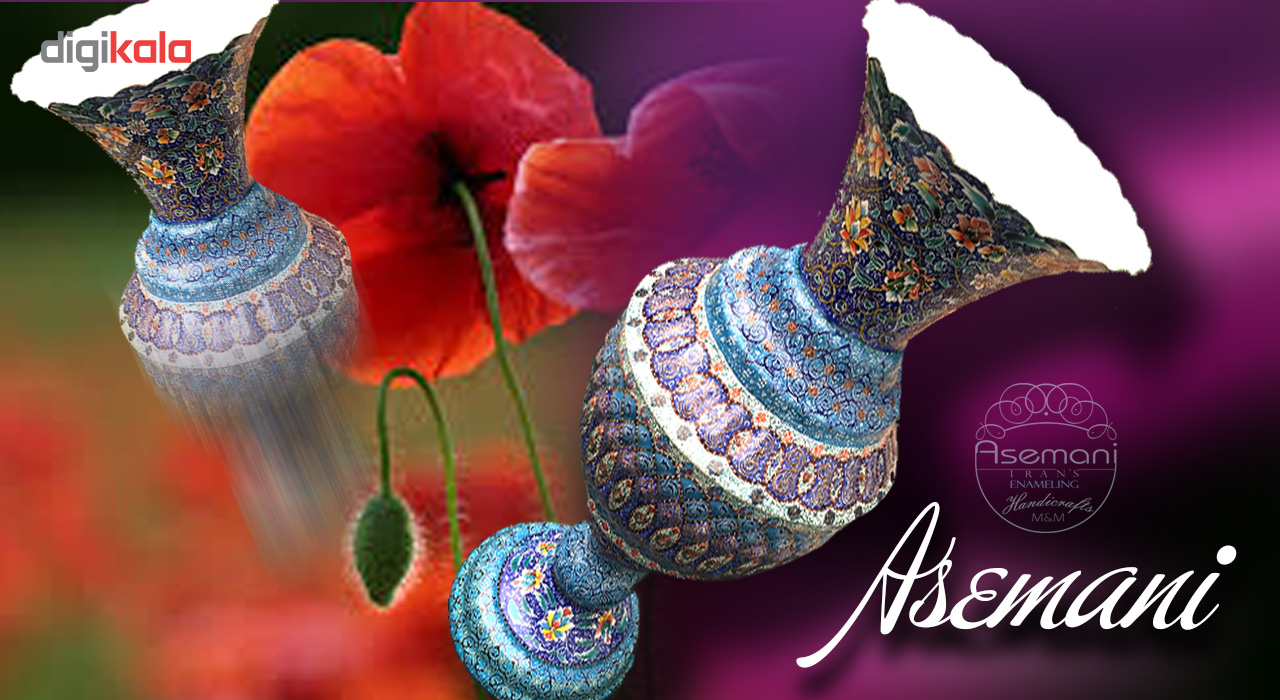 گلدان مسی میناکاری دست ساز گالری آسمانی طرح سرو چمان مدل G-5