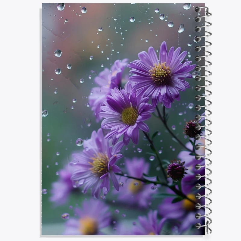 دفتر ژورنال نویسی 50 برگ خندالو مدل نقطه ای طرح گل بنفش کد F2713