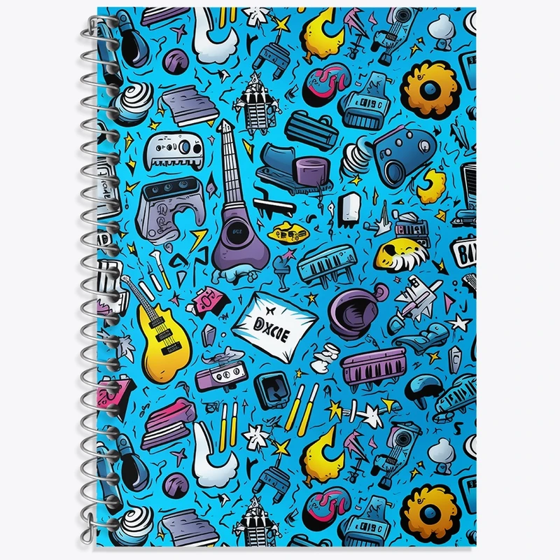 دفتر زبان 50 برگ خندالو مدل دو خط طرح موزیک کد N476