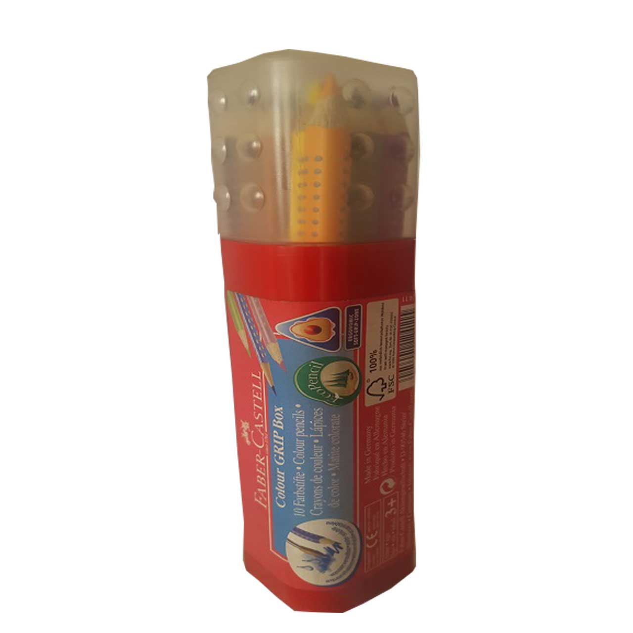 مداد  رنگی ابرنگی فابر کاستل 10 رنگ مدلGRIP NBOX
