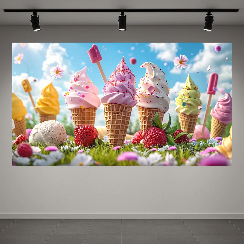 تابلو بوم طرح مخمل بستنی قیفی مدل خوشمزه کد AR3059476