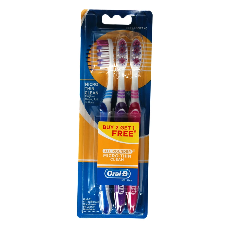 مسواک اورال بی مدل Micro Thin Clean بسته 3 عددی