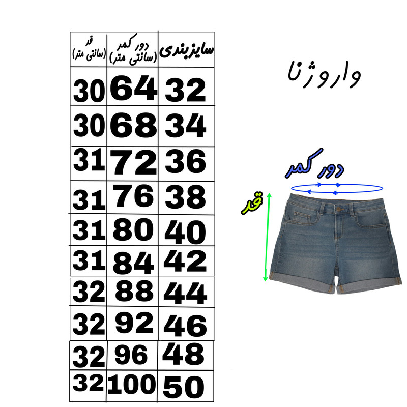 شلوارک زنانه مدل varojj003bl رنگ آبی