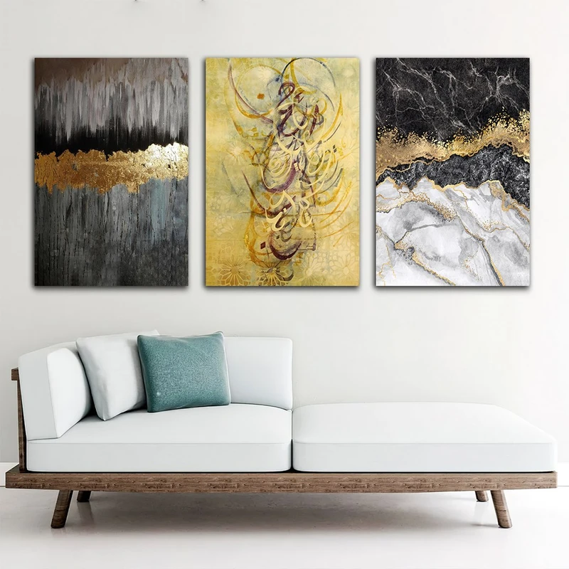 تابلو شاسی بکلیت طرح رزین و شعر فارسی مدل SH-719 مجموعه 3 عددی