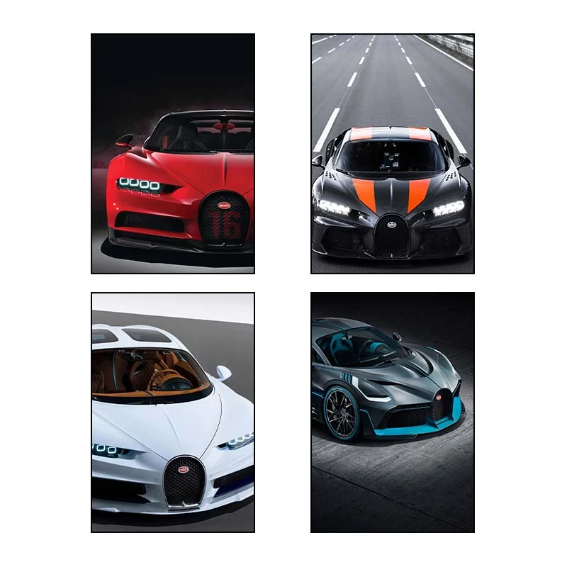 تابلو شاسي کارنيکا طرح Bugatti کد 75003 مجموعه 4 عددی