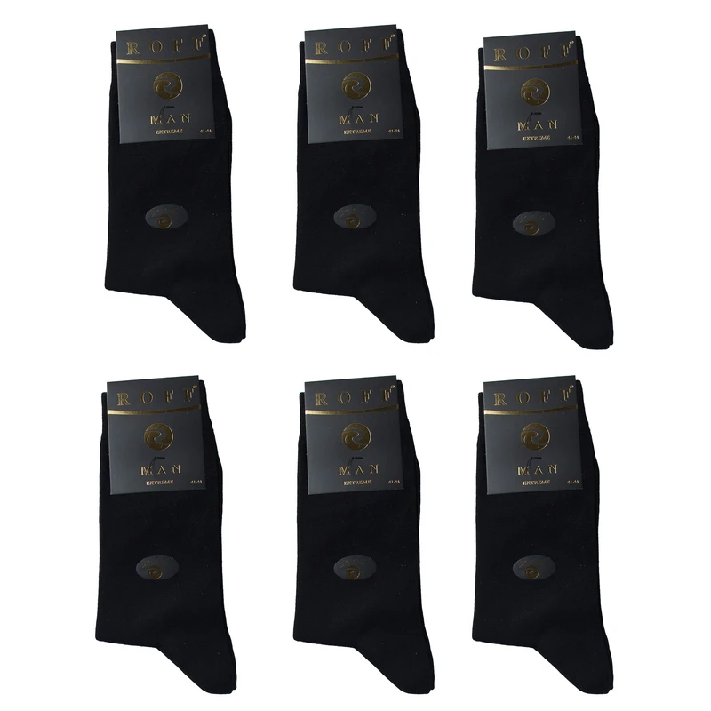 جوراب ساق بلند مردانه رووف مدل پنبه اعلا بسته ۶ عددی