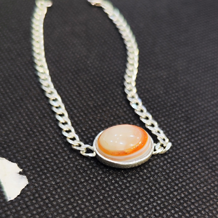 دستبند نقره مردانه نقره جات بافندگان مدل سنگ باباقوری کد 353