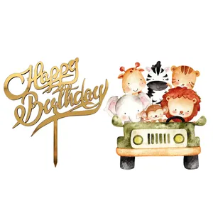 تاپر تزیین کیک مدل حیوانات سافاری مجموعه دو عددی