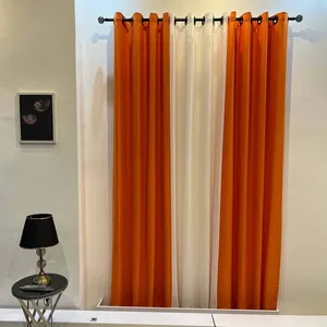 پرده مدل پانچی کتان و حریر ساده کد q23 سایز 140x275 سانتی متر