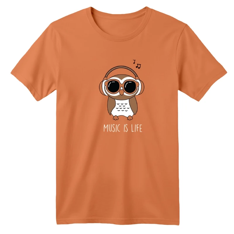 تی‌شرت آستین کوتاه لانگ بچگانه مدل جغد و هدفون