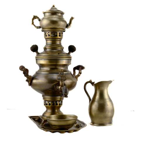 سرویس سماور زغالی مهرگان مدل ساده ظرفیت 1 لیتر