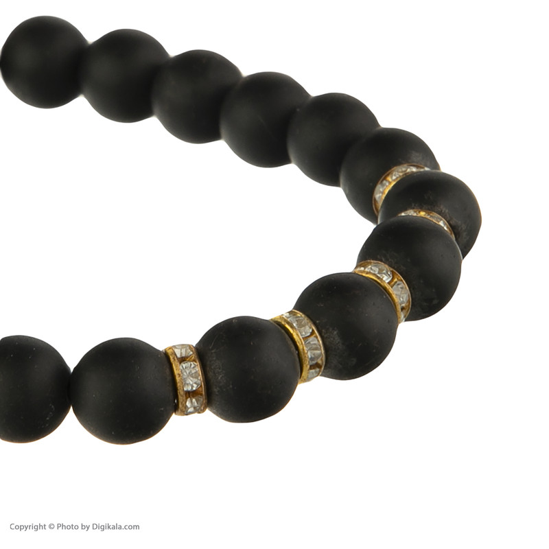 دستبند مدل مهره ای اونیکس طرح نگین دار کد007