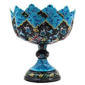 آجیل خوری میناکاری مسی رستا طرح 8-19-102 ازتفاع 16 سانتی متر