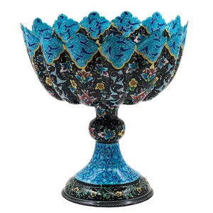 آجیل خوری میناکاری مسی رستا طرح 10-19-102 ازتفاع 22 سانتی متر
