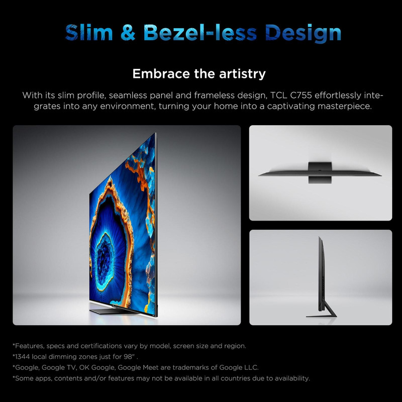 تلویزیون ال ای دی هوشمند تی سی ال مدل 98C755 سایز 98 اینچ