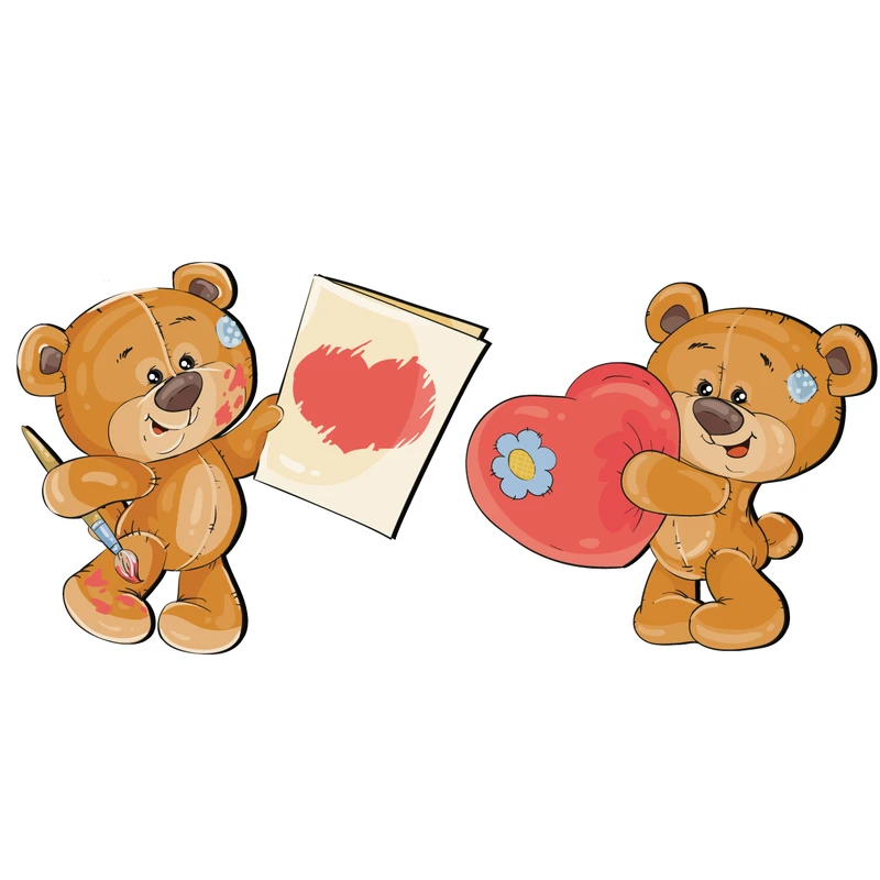 استیکر چوبي باروچین طرح Teddy Bear
