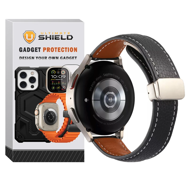 بند آلتیمیت شیلد مدل MAG Leather UL TW مناسب برای ساعت هوشمند آمیزفیت GTR 2 / GTR 2E / Stratos / Pop 3R