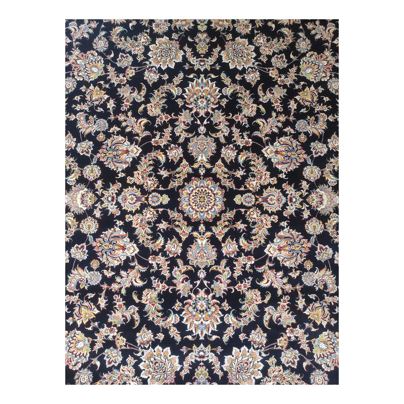 فرش ماشینی مشهد کد 872149 زمینه سرمه ای